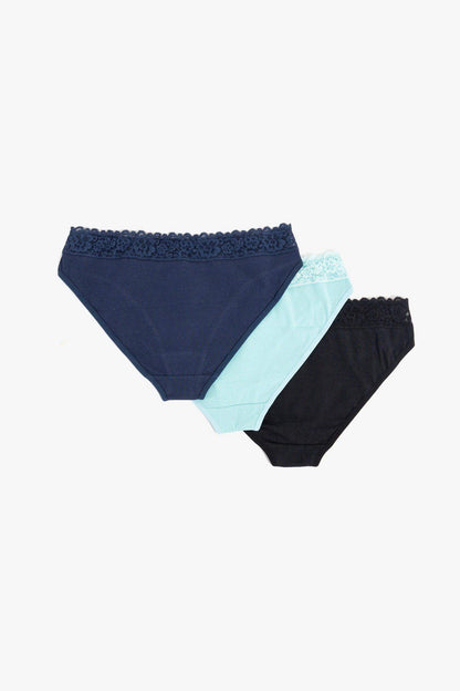 مجموعة من 3 سراويل بيكيني مع دانتيل