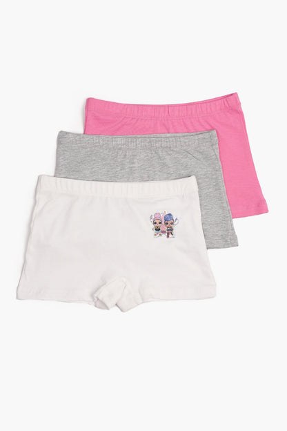 Pack of 3 Printed Brief Shorts for Girls