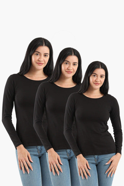 Carina Pack of 3 Round Neck Long Sleeves Top