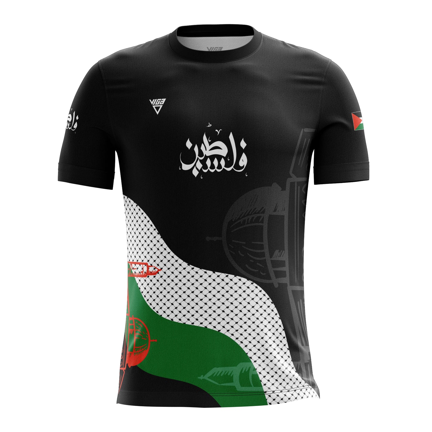 Viga Black Palestine Soccer T-Shirt for Boys