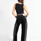 Black Fringe Straight Leg Jeans