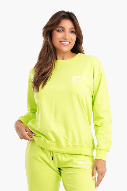 Lemon Green Melton Lounge Sweatshirt