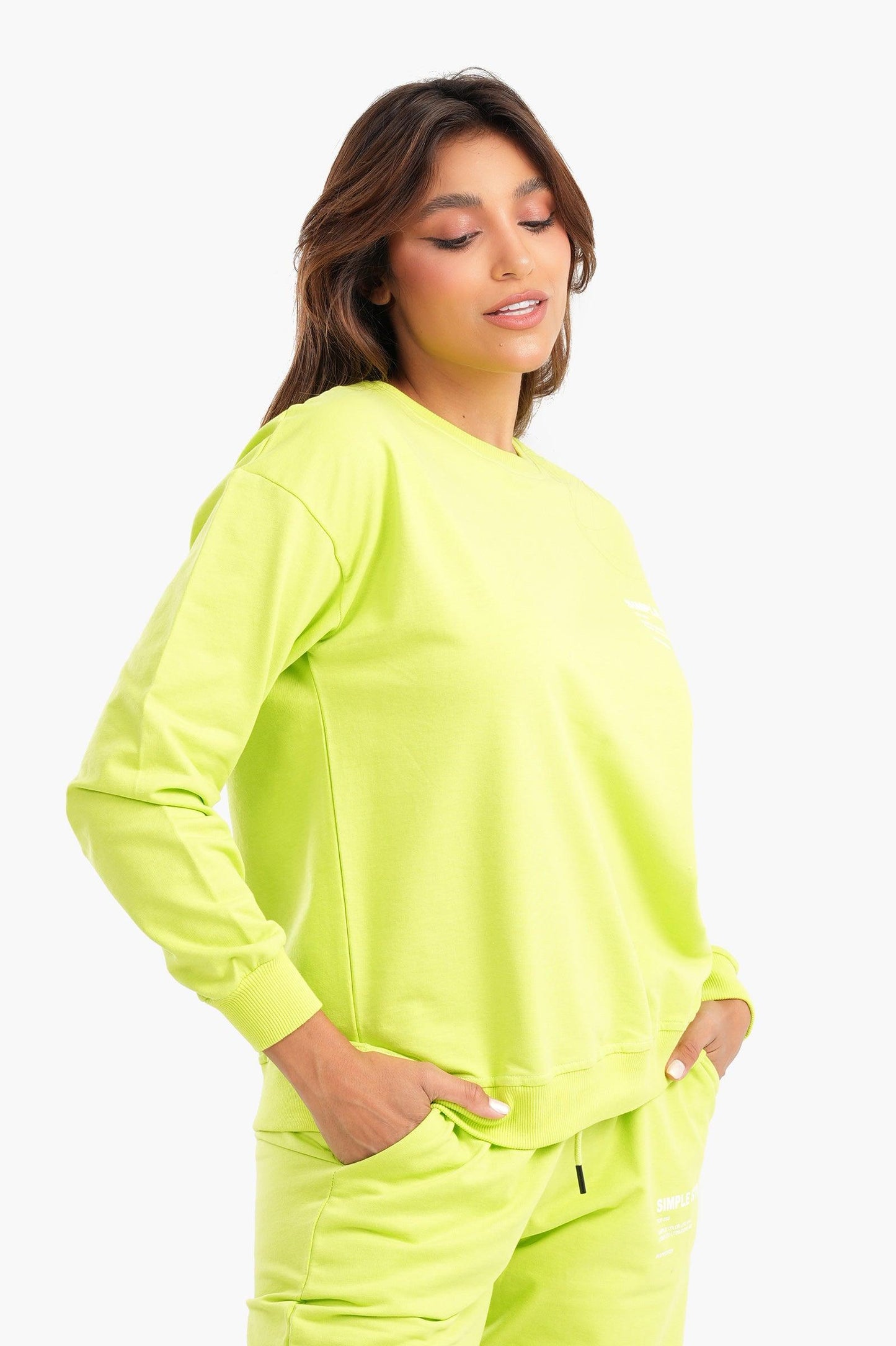 Lemon Green Melton Lounge Sweatshirt