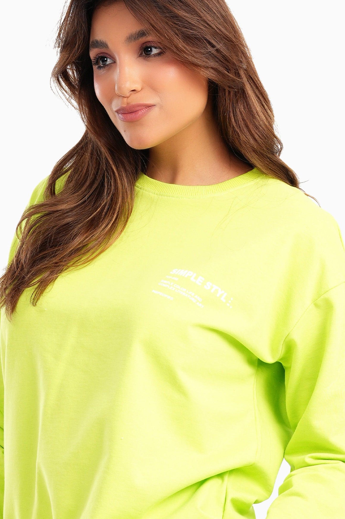 Lemon Green Melton Lounge Sweatshirt