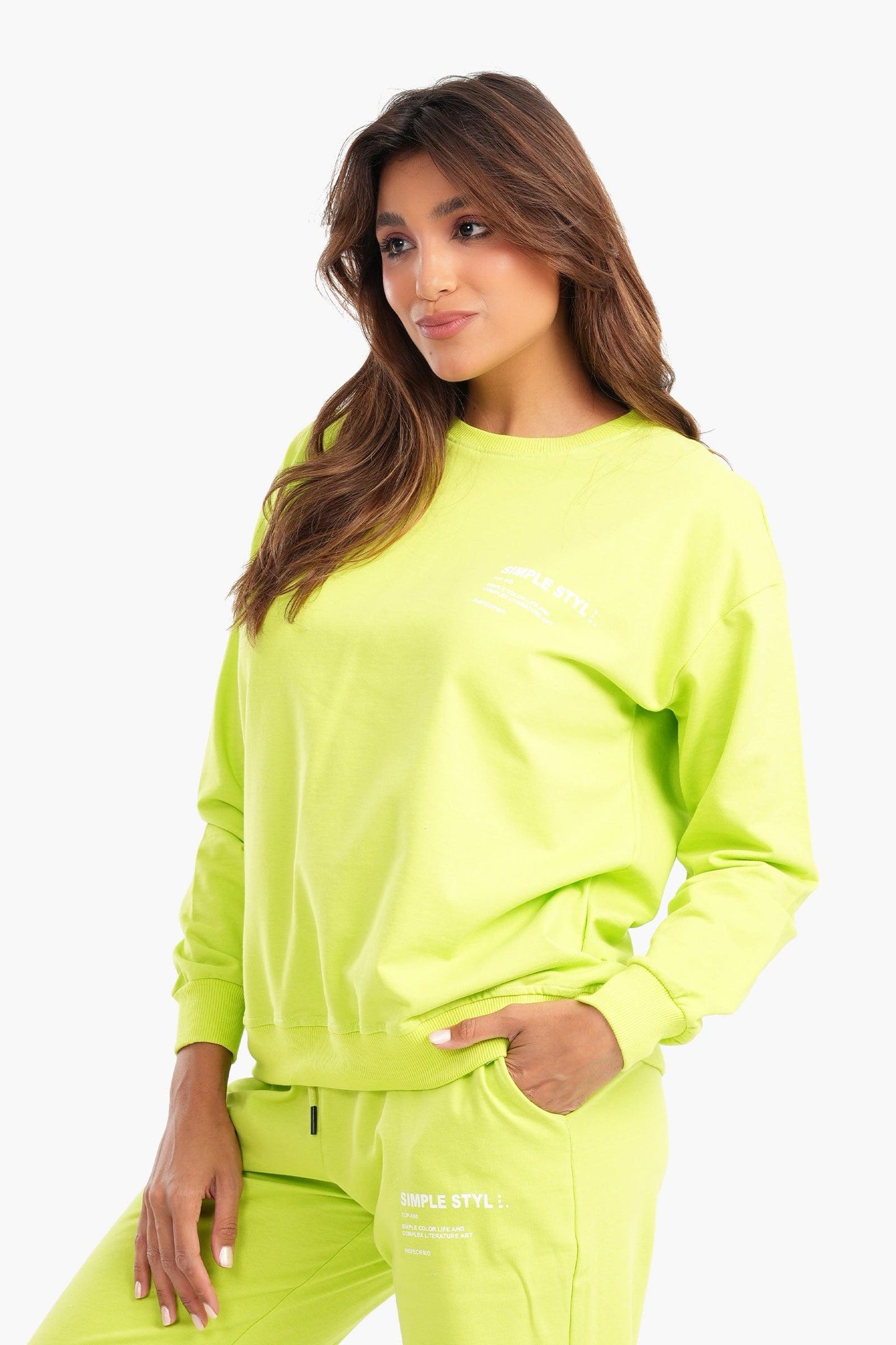 Lemon Green Melton Lounge Sweatshirt