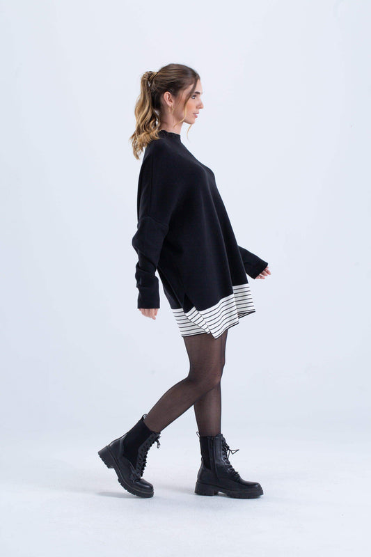 بونشو بطرف مخطط باللون الأبيض