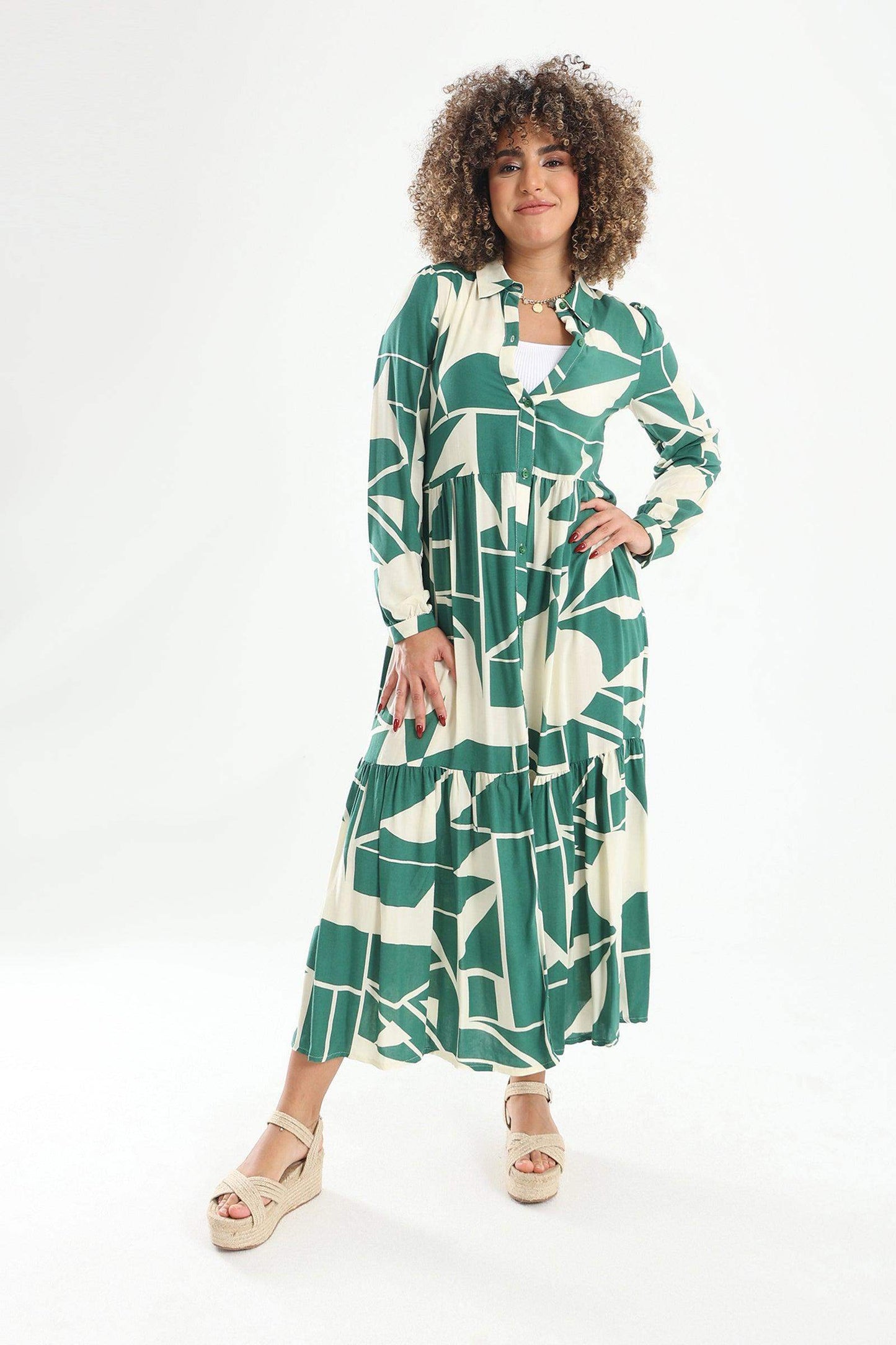 Printed Tiered Shirt Dress - Carina - ??√É¬¢√¢‚Äö¬¨√¢‚Äû¬¢????????√É∆í√Ç¬±??√É¬Ø√Ç¬ø√Ç¬Ω√É∆í√Ç¬ø??√É‚Ä†√¢‚Ç¨‚Ñ¢?√É∆í√Ç¬ø????