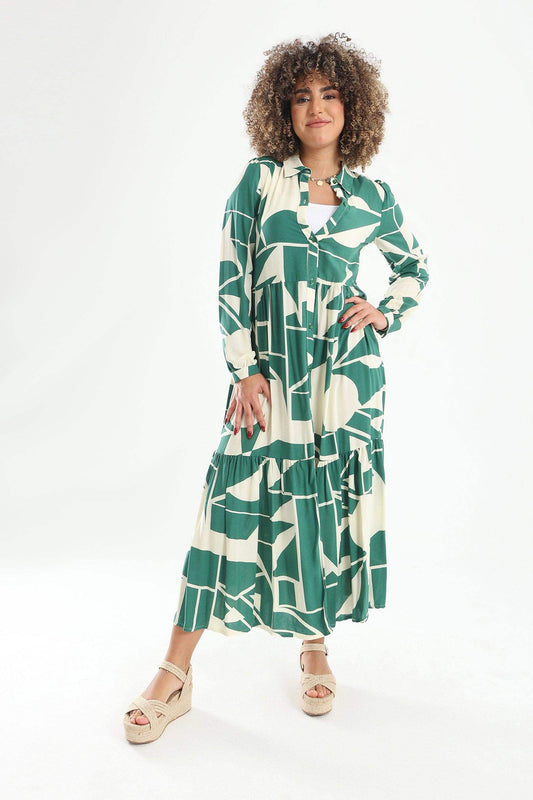Printed Tiered Shirt Dress - Carina - ??√É¬¢√¢‚Äö¬¨√¢‚Äû¬¢????????√É∆í√Ç¬±??√É¬Ø√Ç¬ø√Ç¬Ω√É∆í√Ç¬ø??√É‚Ä†√¢‚Ç¨‚Ñ¢?√É∆í√Ç¬ø????