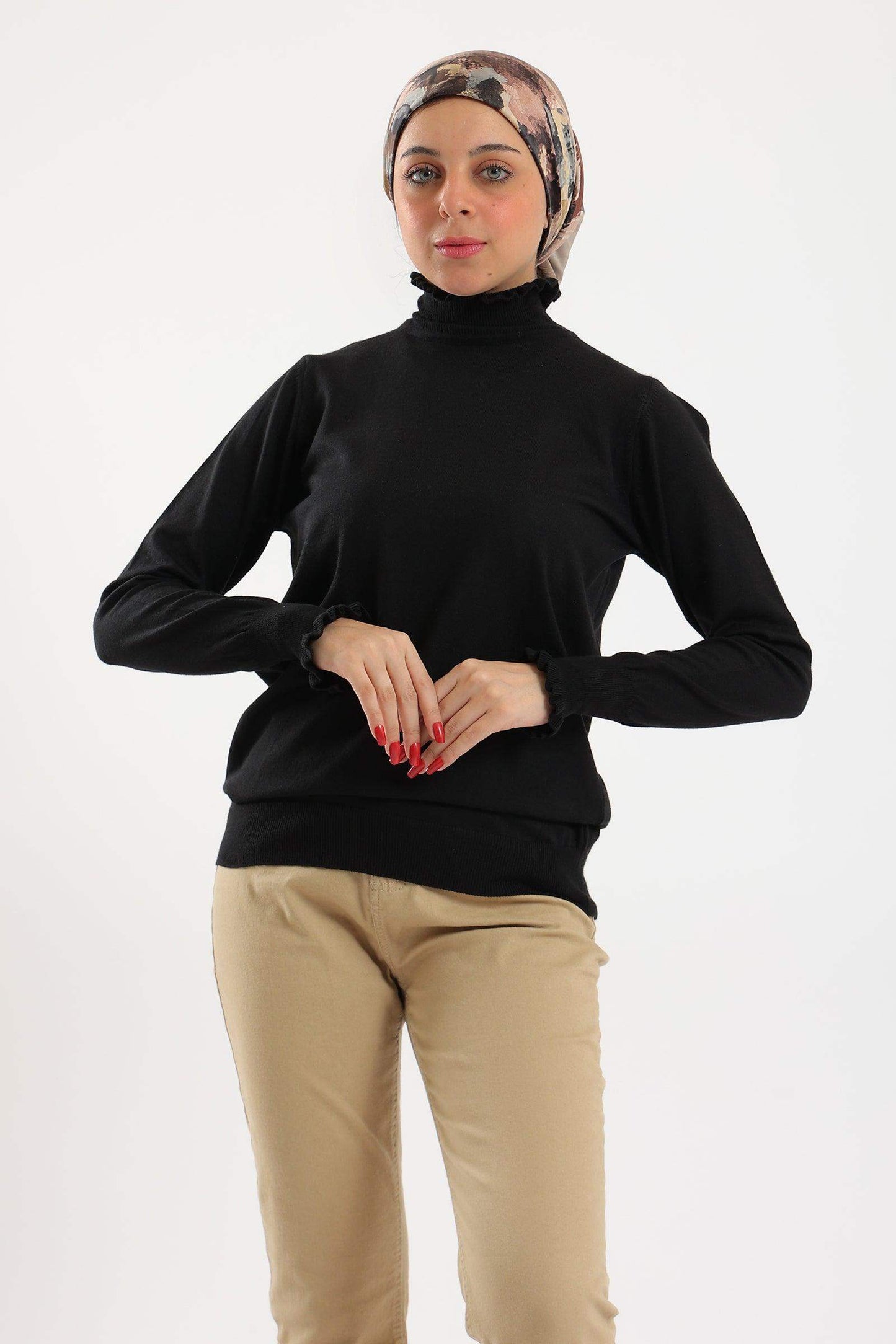 Carina Pullover with Frilled Cuffs