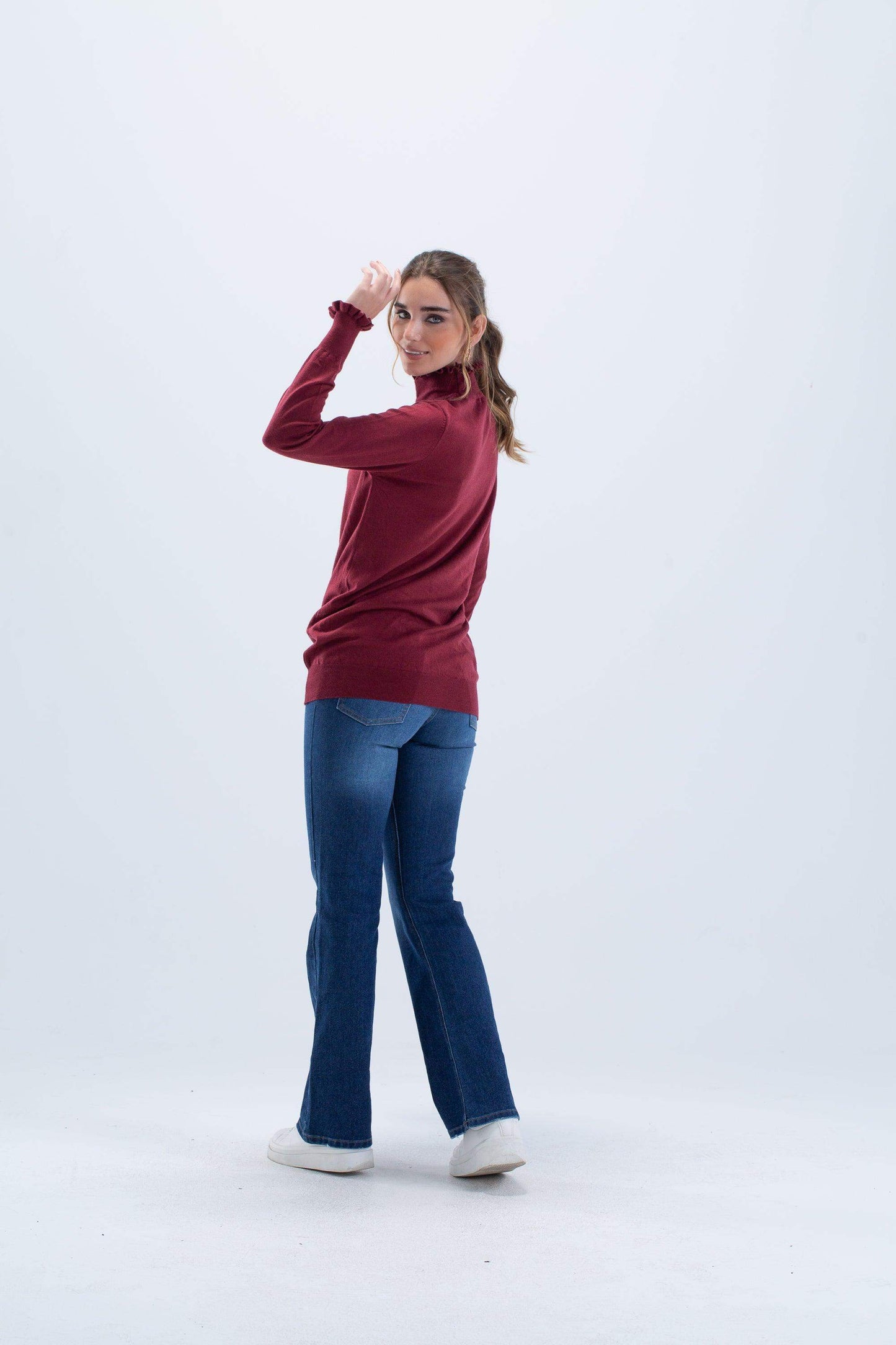 Carina Pullover with Frilled Cuffs