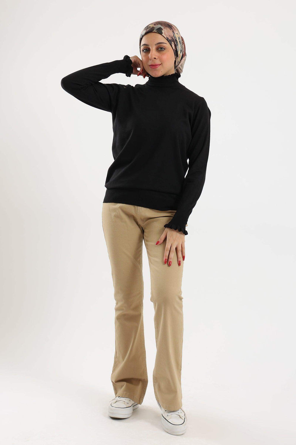 Carina Pullover with Frilled Cuffs