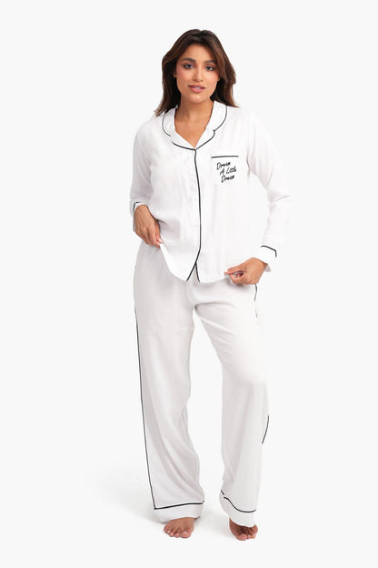 Piping Pattern Viscose Pyjama Set