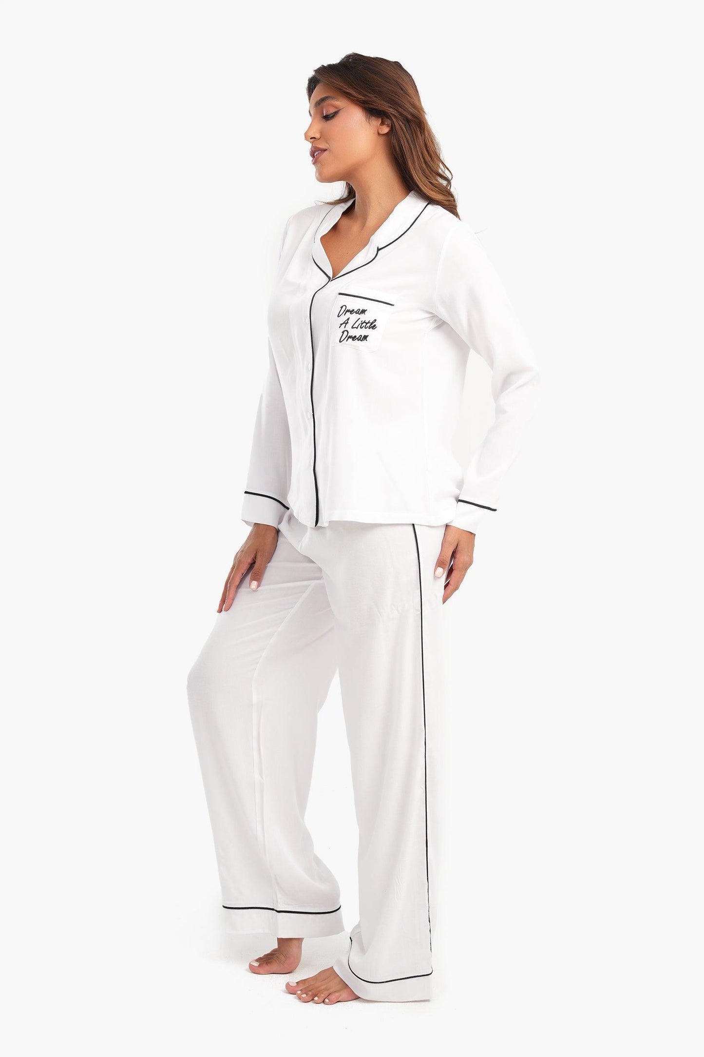 Piping Pattern Viscose Pyjama Set