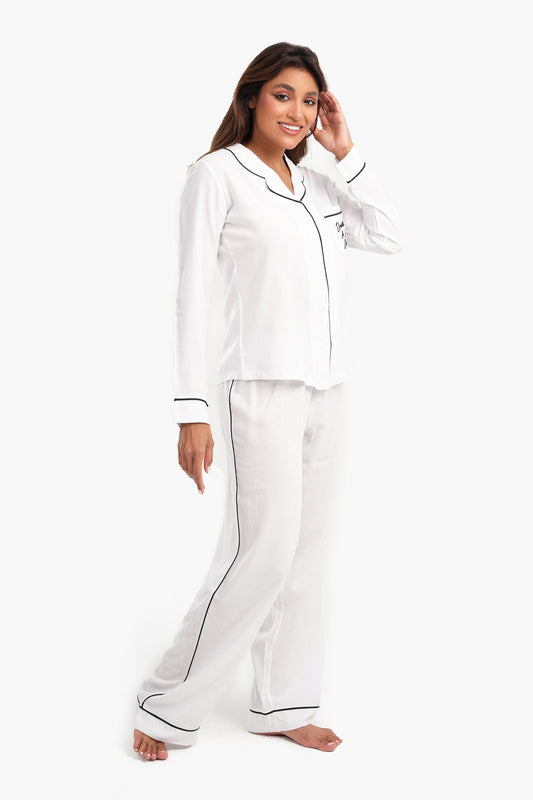 Piping Pattern Viscose Pyjama Set