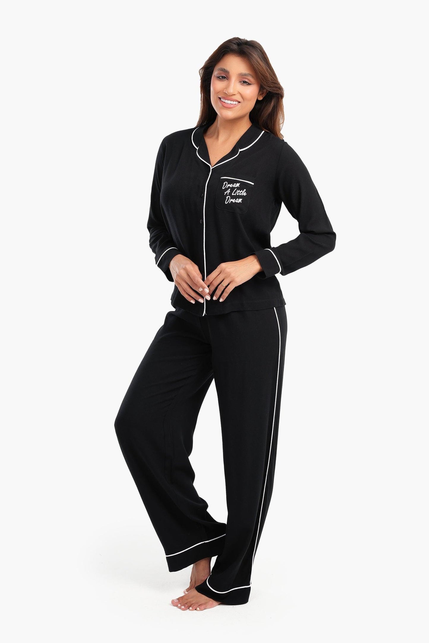 Piping Pattern Viscose Pyjama Set