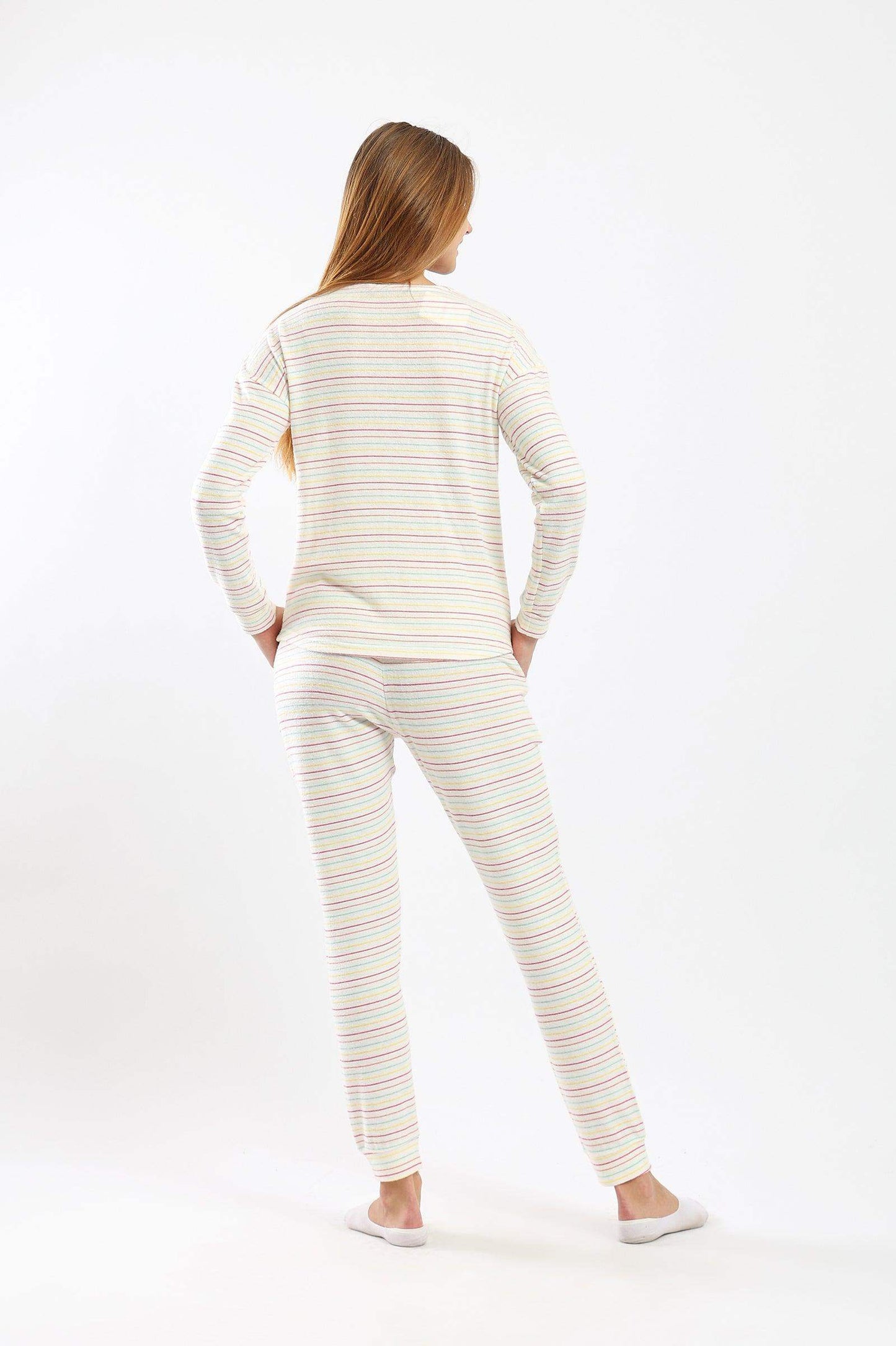 Carina Pyjama Set with Colored Stripes