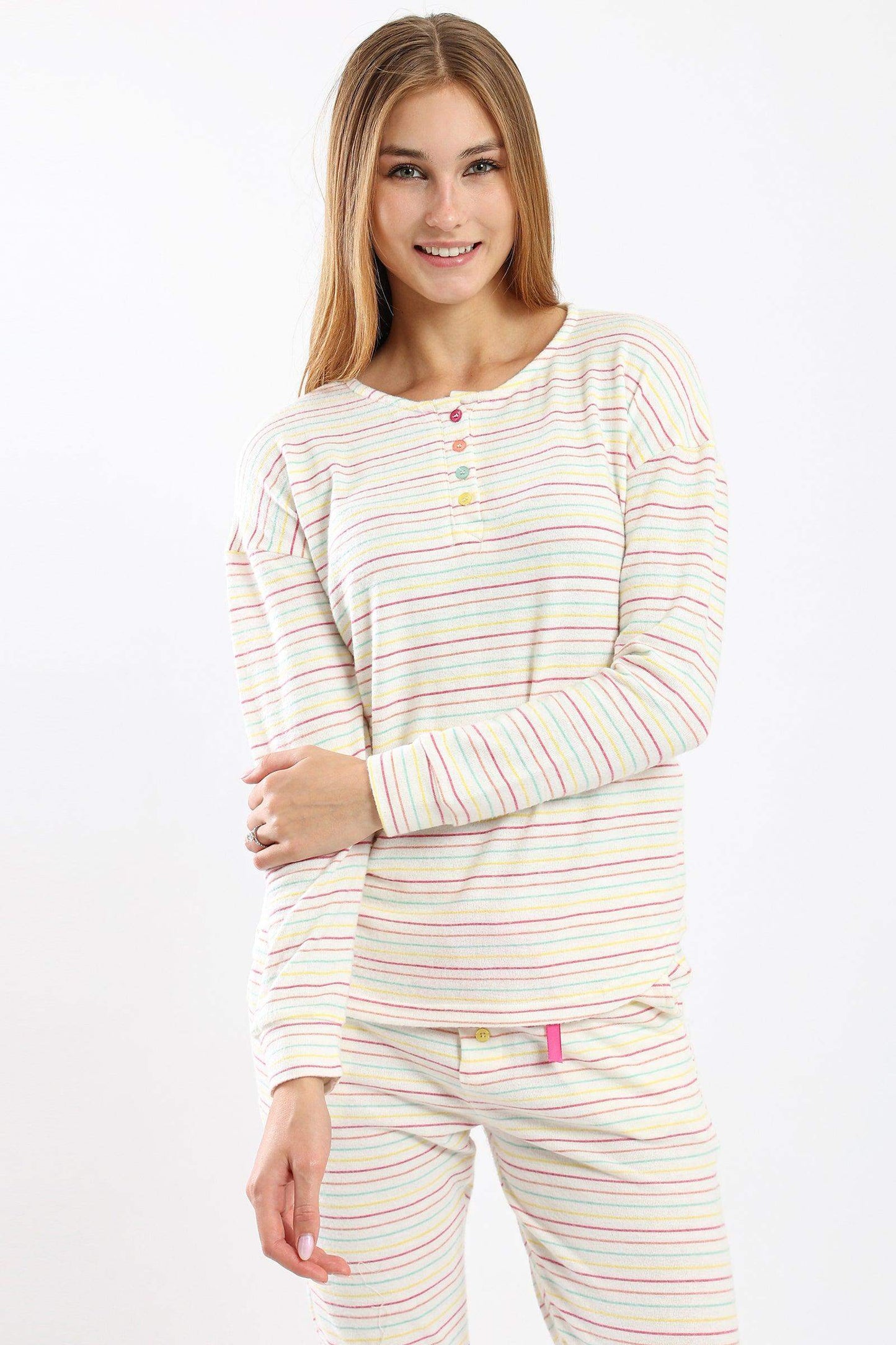 Carina Pyjama Set with Colored Stripes