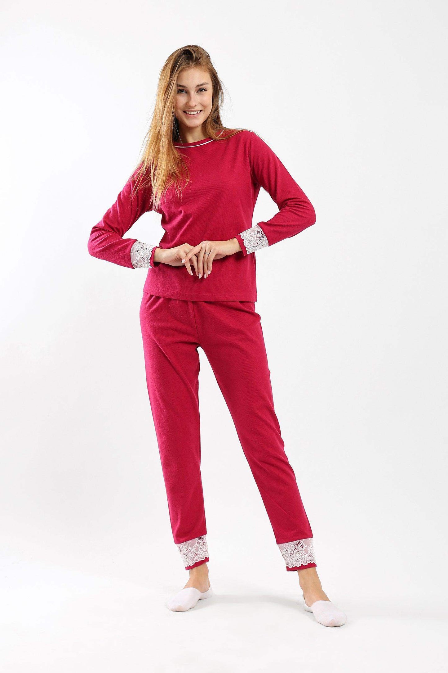 Carina Pyjama Set with Lace Cuffs