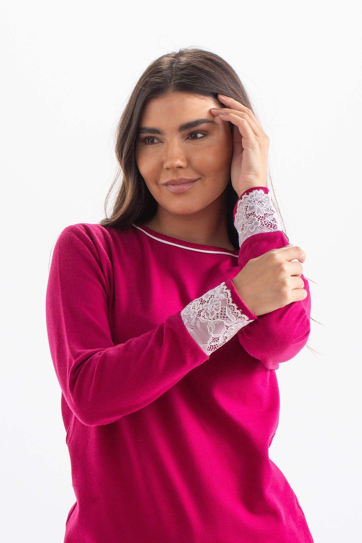 Carina Pyjama Set with Lace Cuffs