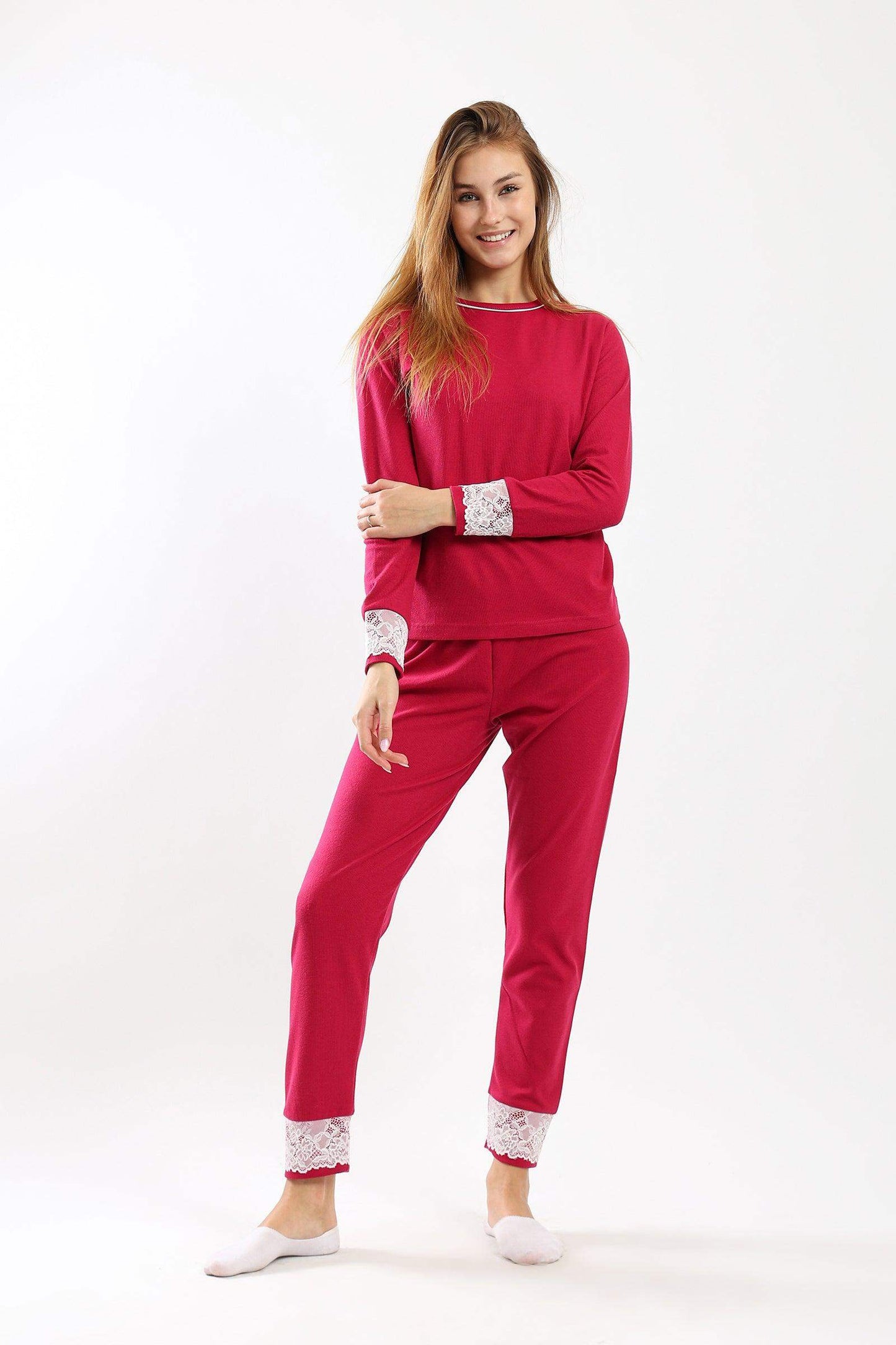 Carina Pyjama Set with Lace Cuffs