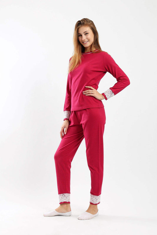 Carina Pyjama Set with Lace Cuffs