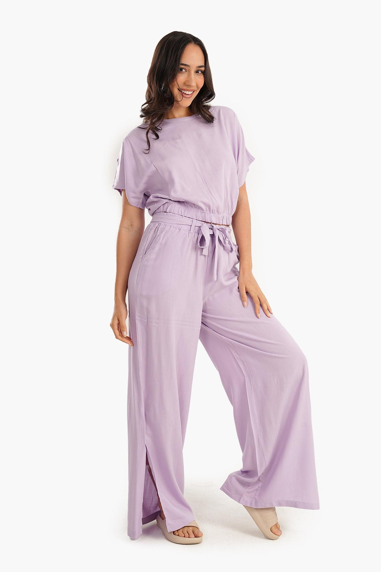 Top & Side Slits Pants Pyjama Set