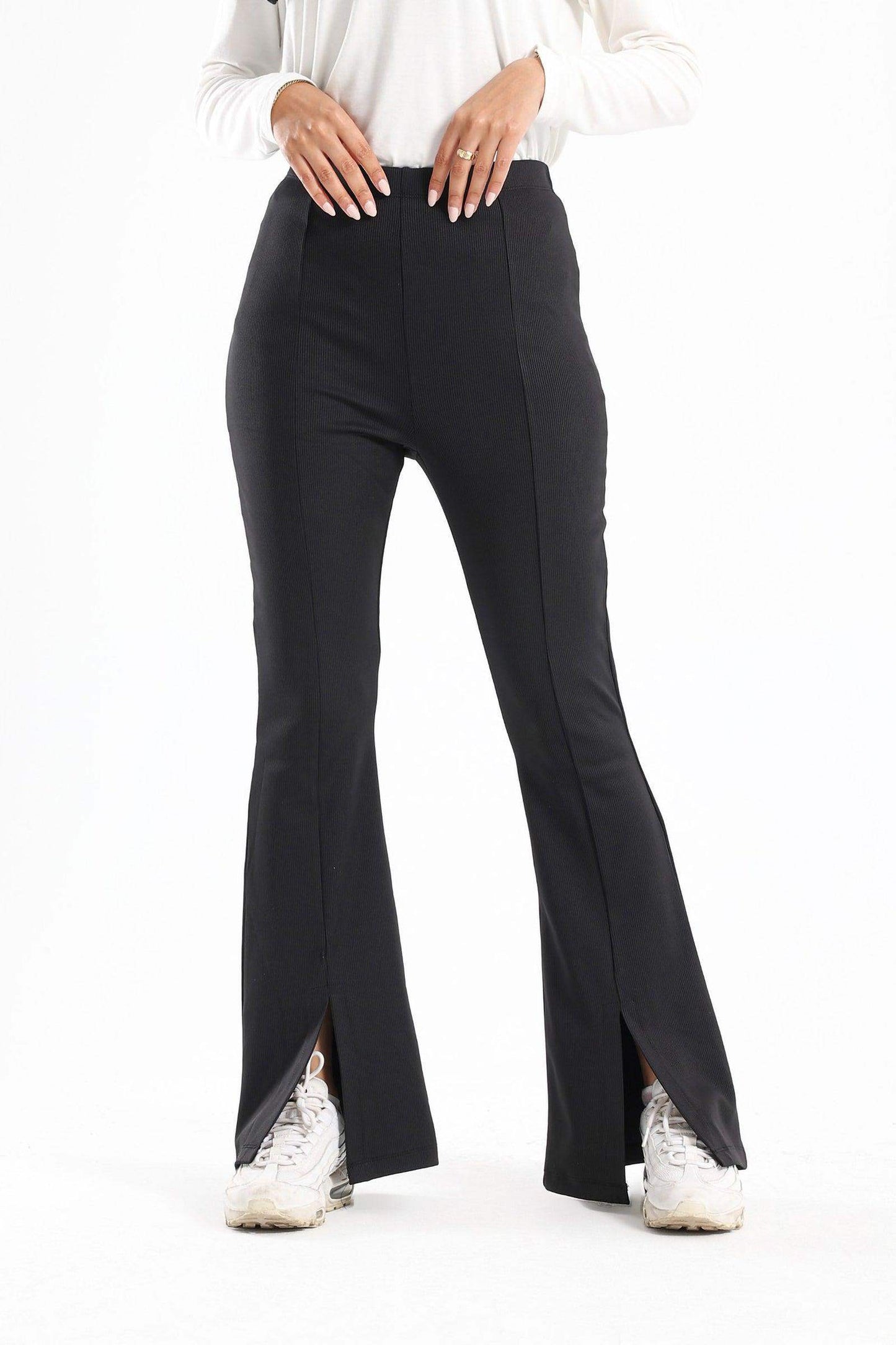 Ribbed Flared Pants With Front Slit - Carina - ??√É¬¢√¢‚Äö¬¨√¢‚Äû¬¢????????√É∆í√Ç¬±??√É¬Ø√Ç¬ø√Ç¬Ω√É∆í√Ç¬ø??√É‚Ä†√¢‚Ç¨‚Ñ¢?√É∆í√Ç¬ø????