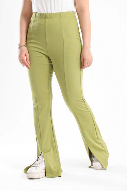 Ribbed Flared Pants With Front Slit - Carina - ??√É¬¢√¢‚Äö¬¨√¢‚Äû¬¢????????√É∆í√Ç¬±??√É¬Ø√Ç¬ø√Ç¬Ω√É∆í√Ç¬ø??√É‚Ä†√¢‚Ç¨‚Ñ¢?√É∆í√Ç¬ø????
