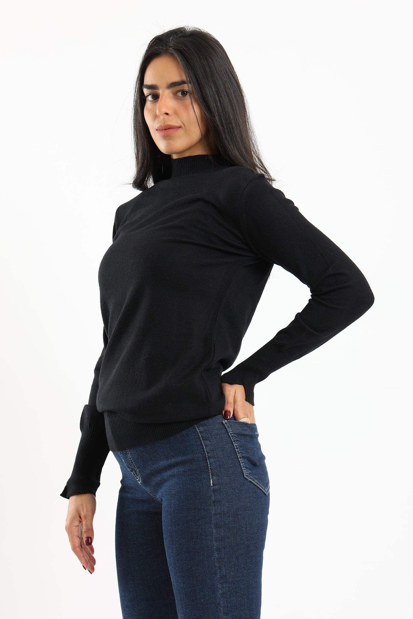 Carina Ribbed Hem Plain Pullover