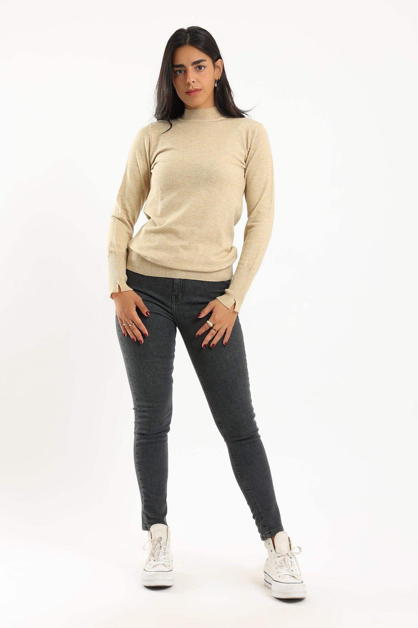 Carina Ribbed Hem Plain Pullover