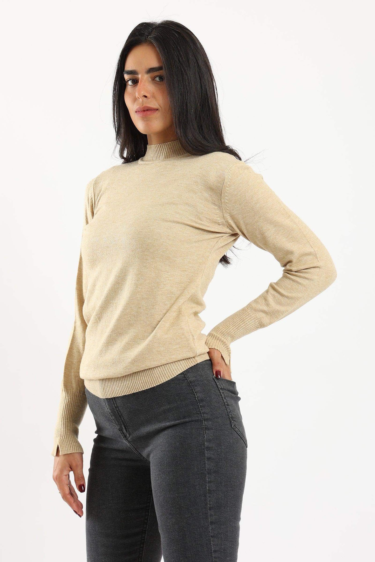 Carina Ribbed Hem Plain Pullover