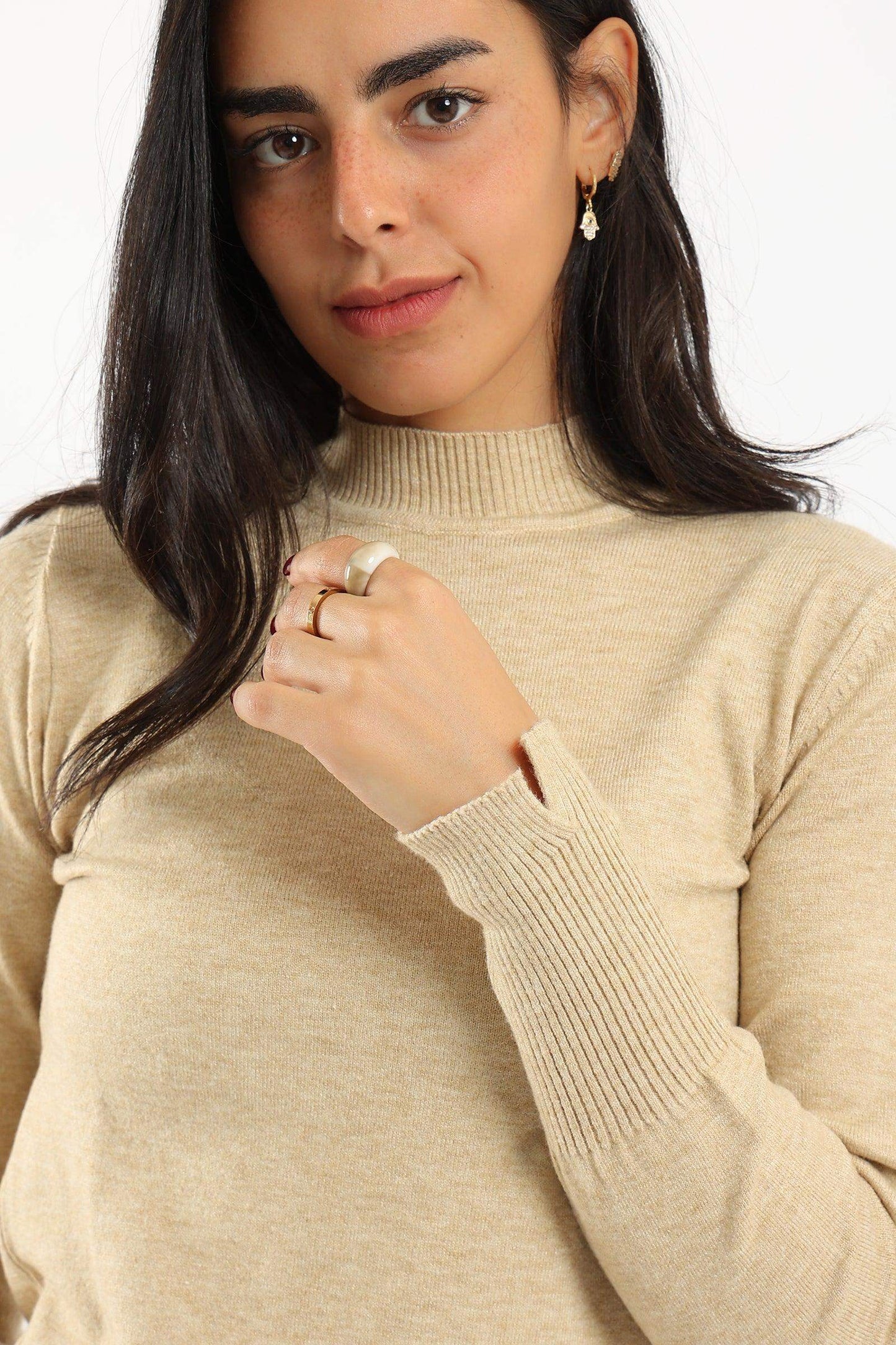 Carina Ribbed Hem Plain Pullover