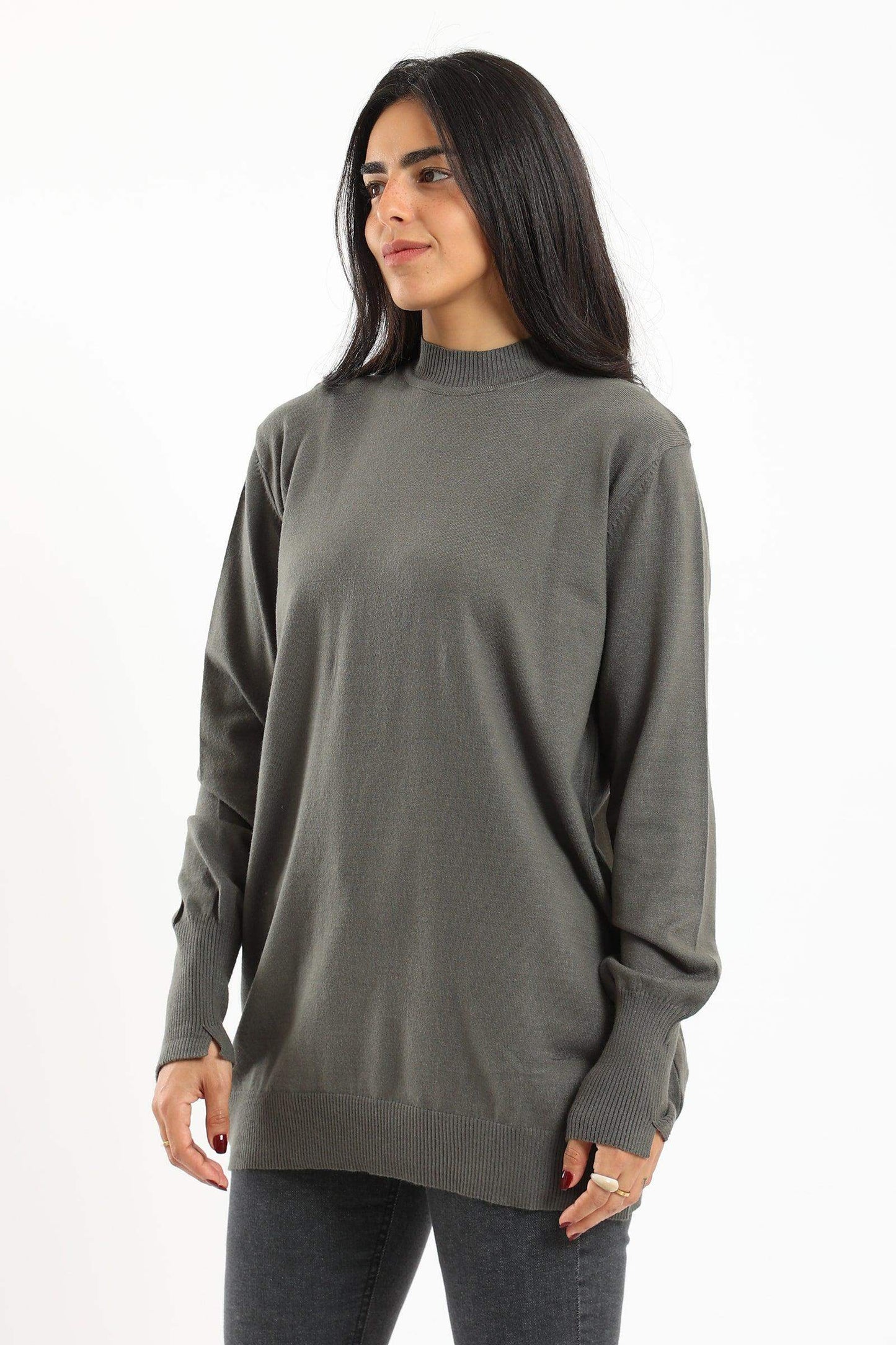 Carina Ribbed Hem Plain Pullover