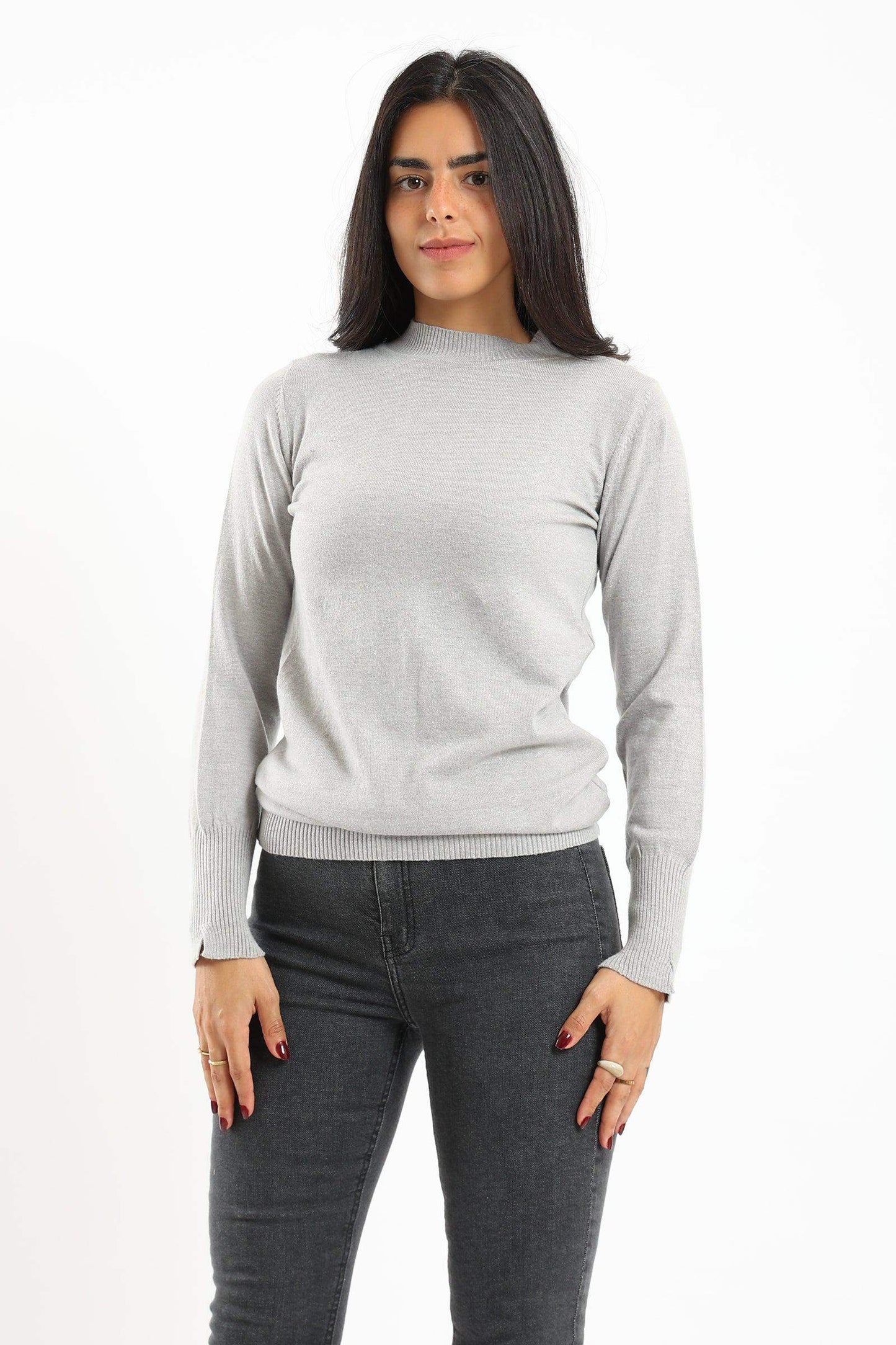 Carina Ribbed Hem Plain Pullover