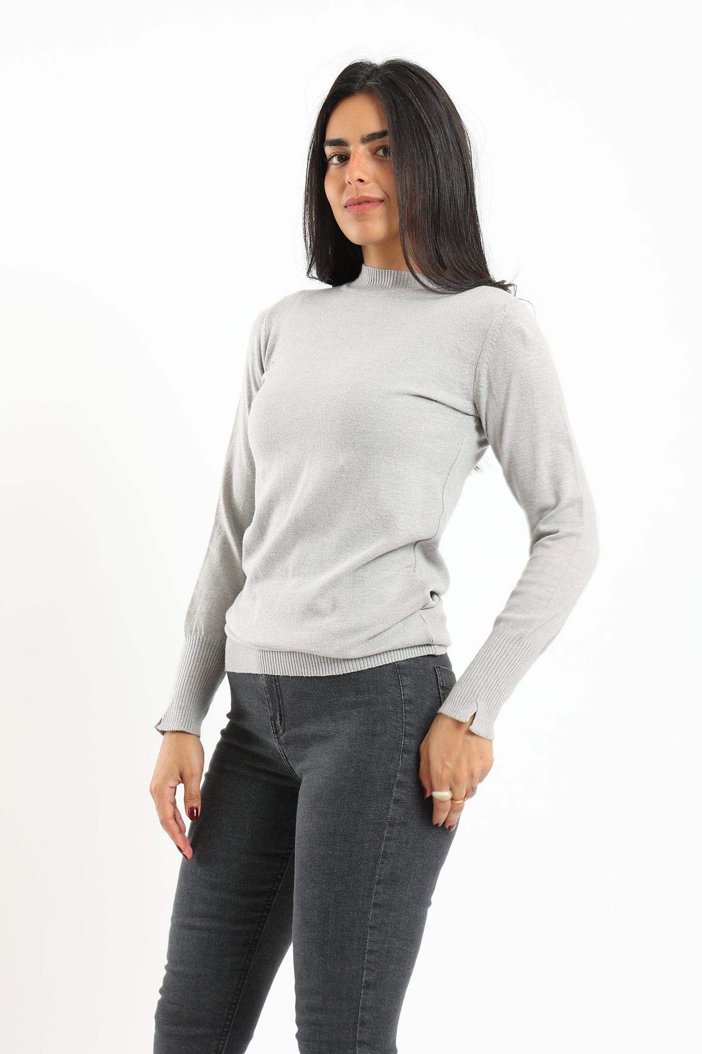 Carina Ribbed Hem Plain Pullover