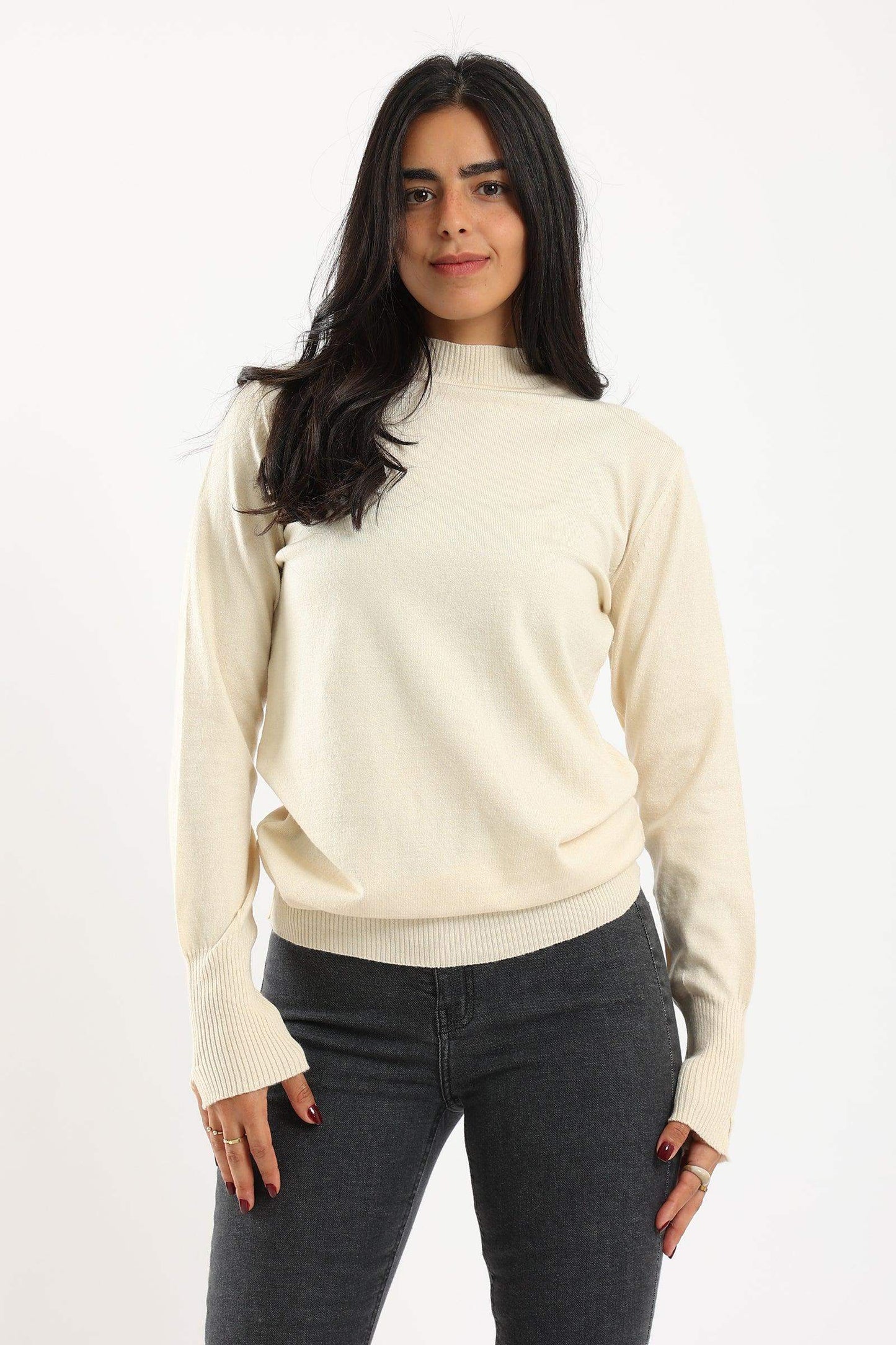 Carina Ribbed Hem Plain Pullover