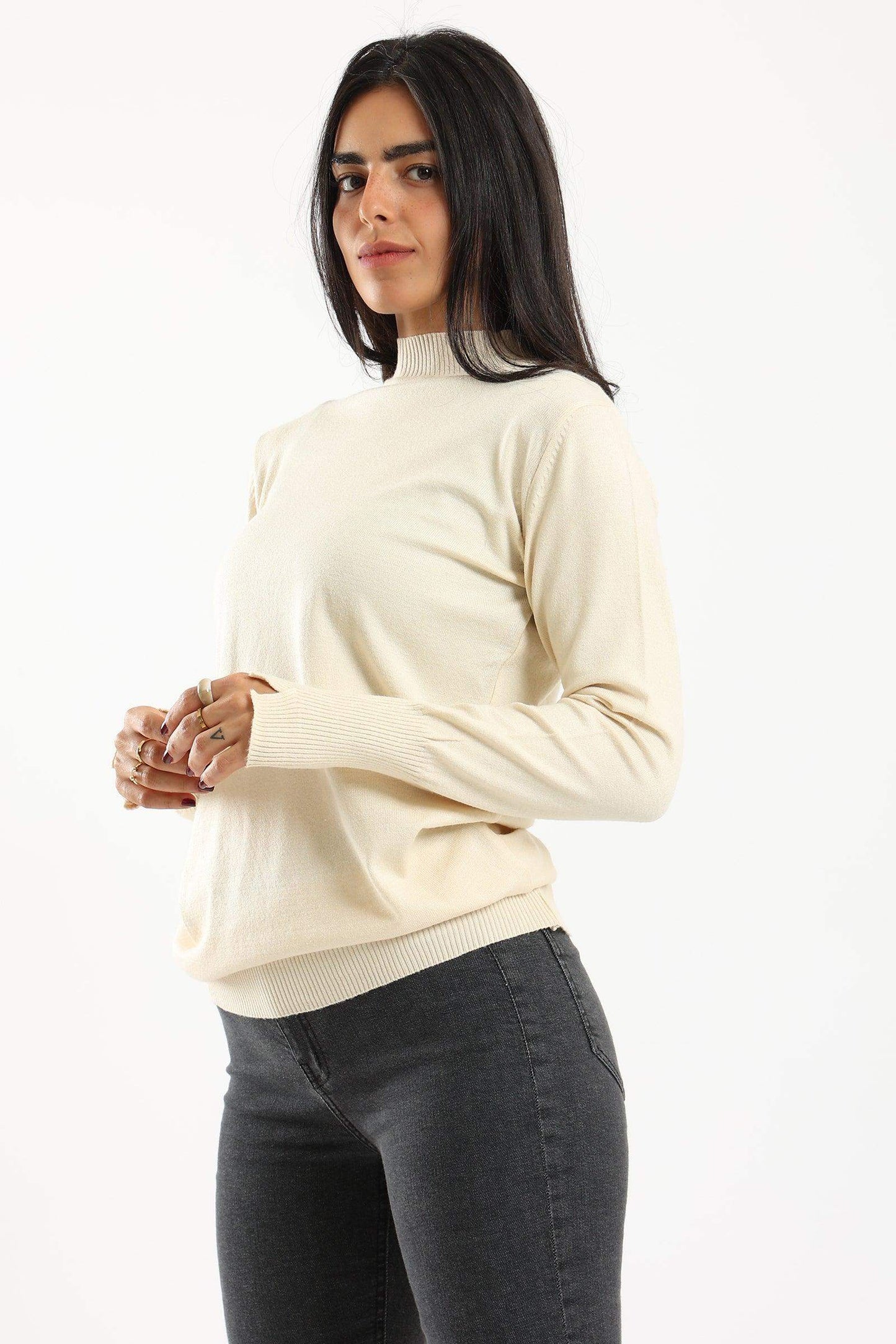 Carina Ribbed Hem Plain Pullover