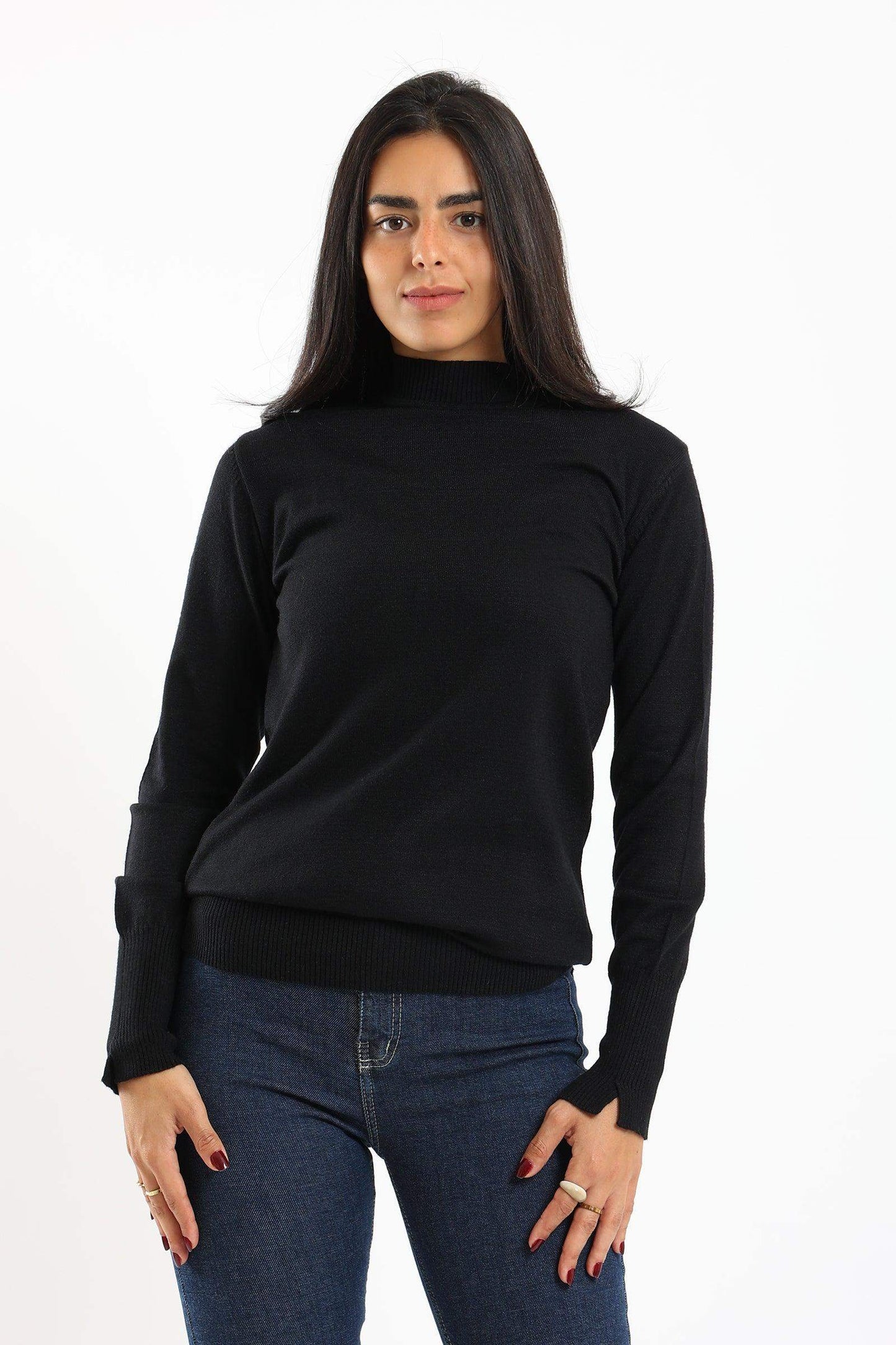 Carina Ribbed Hem Plain Pullover