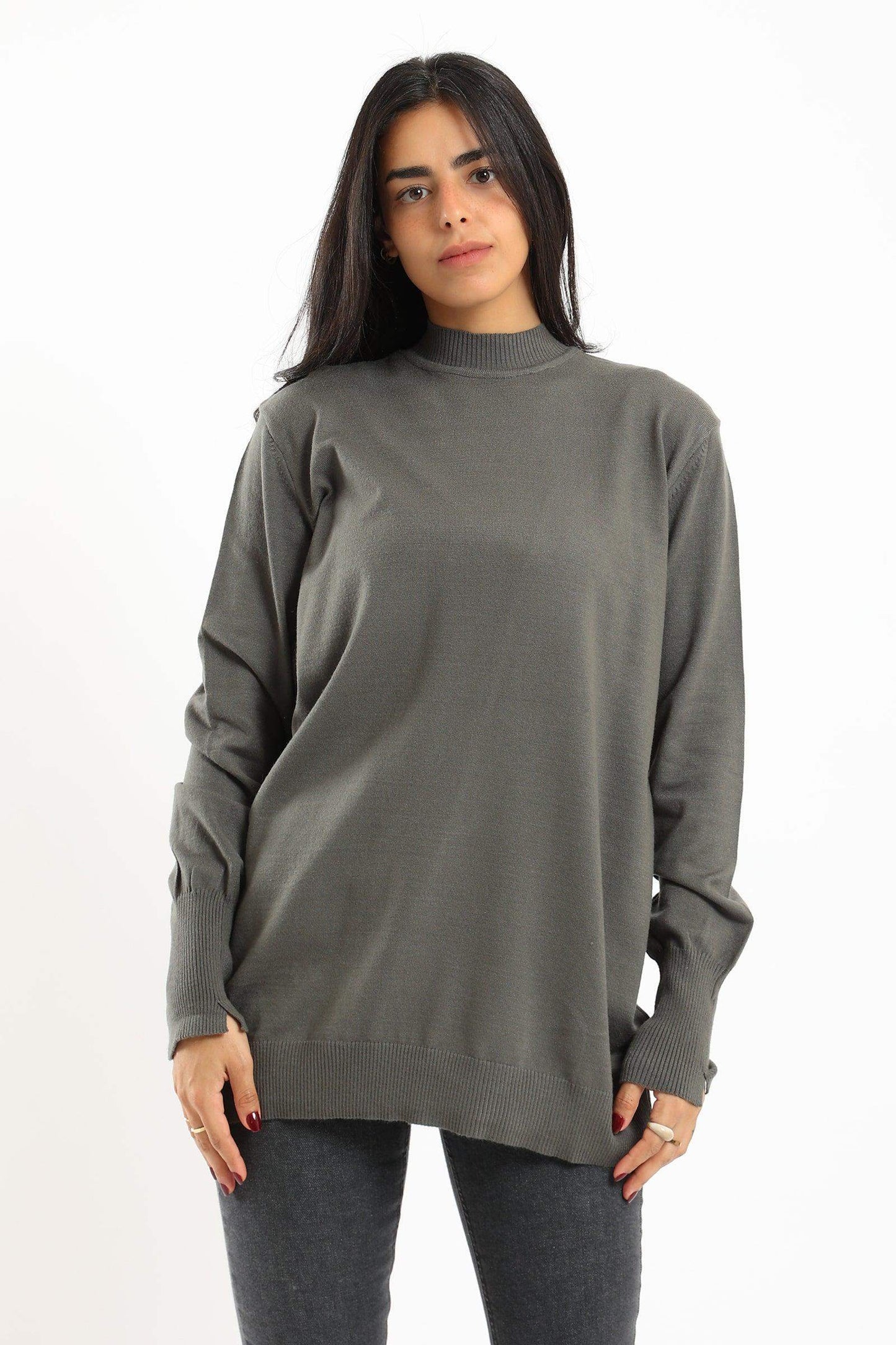 Carina Ribbed Hem Plain Pullover