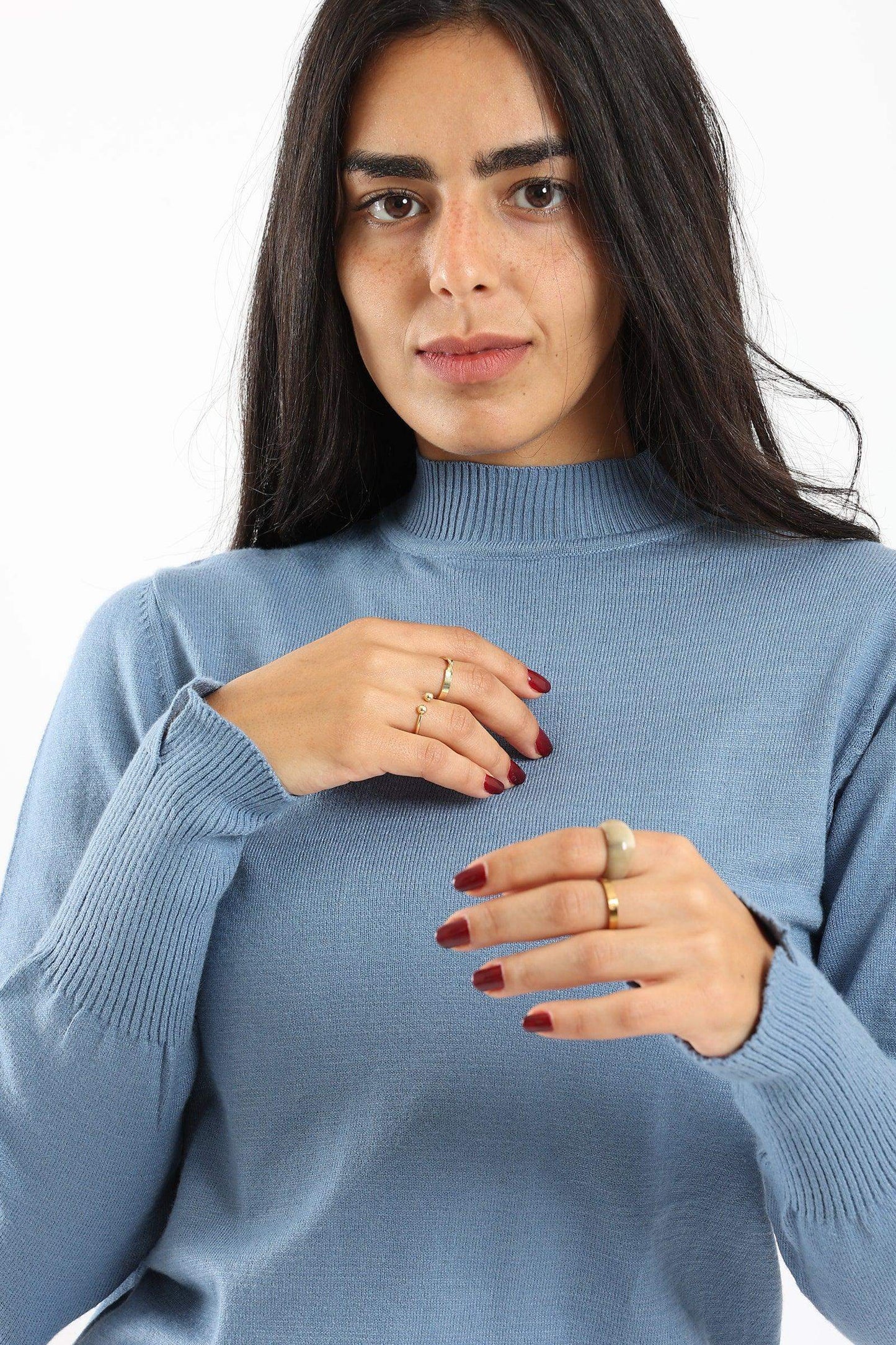 Carina Ribbed Hem Plain Pullover