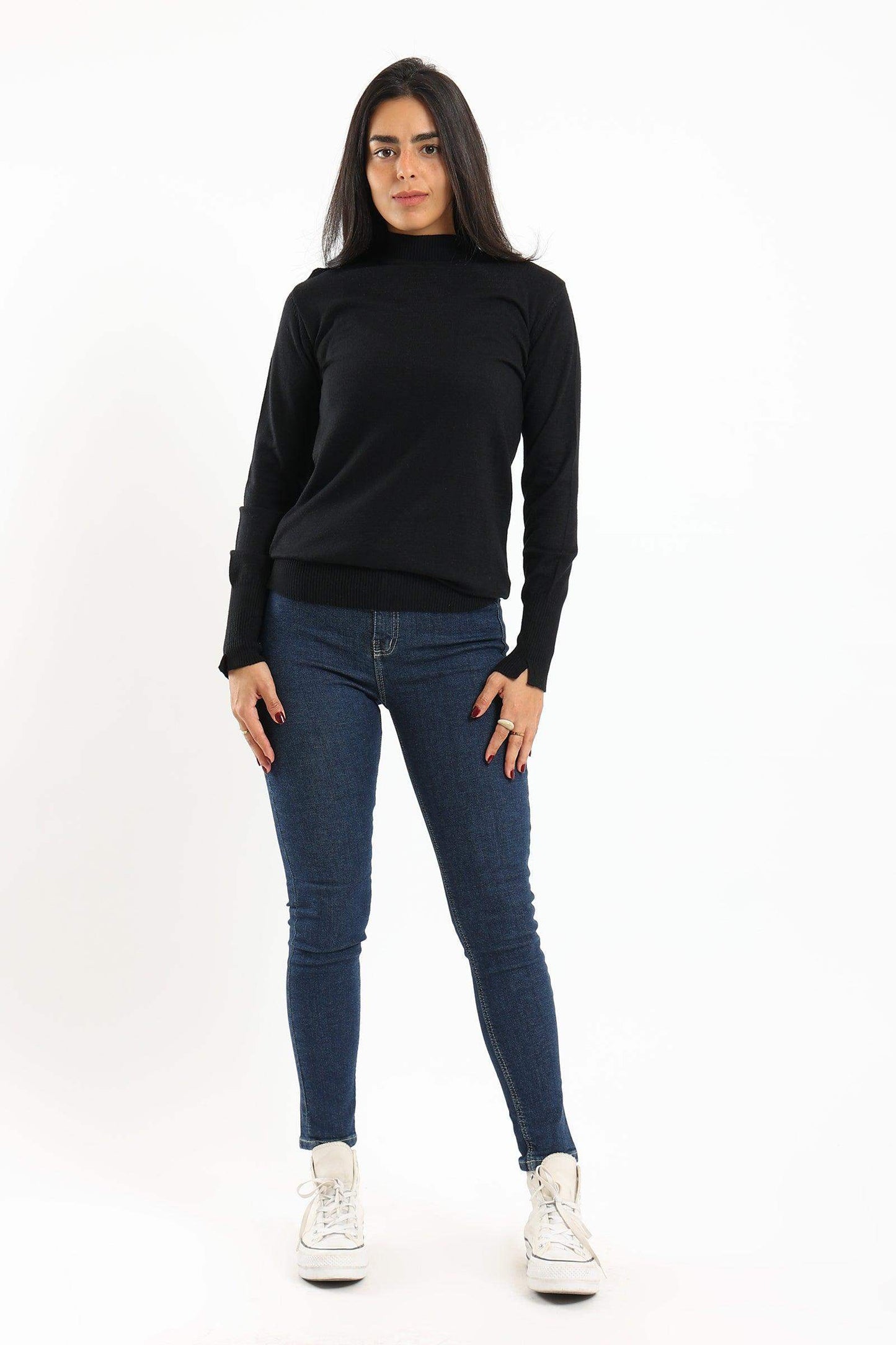 Carina Ribbed Hem Plain Pullover