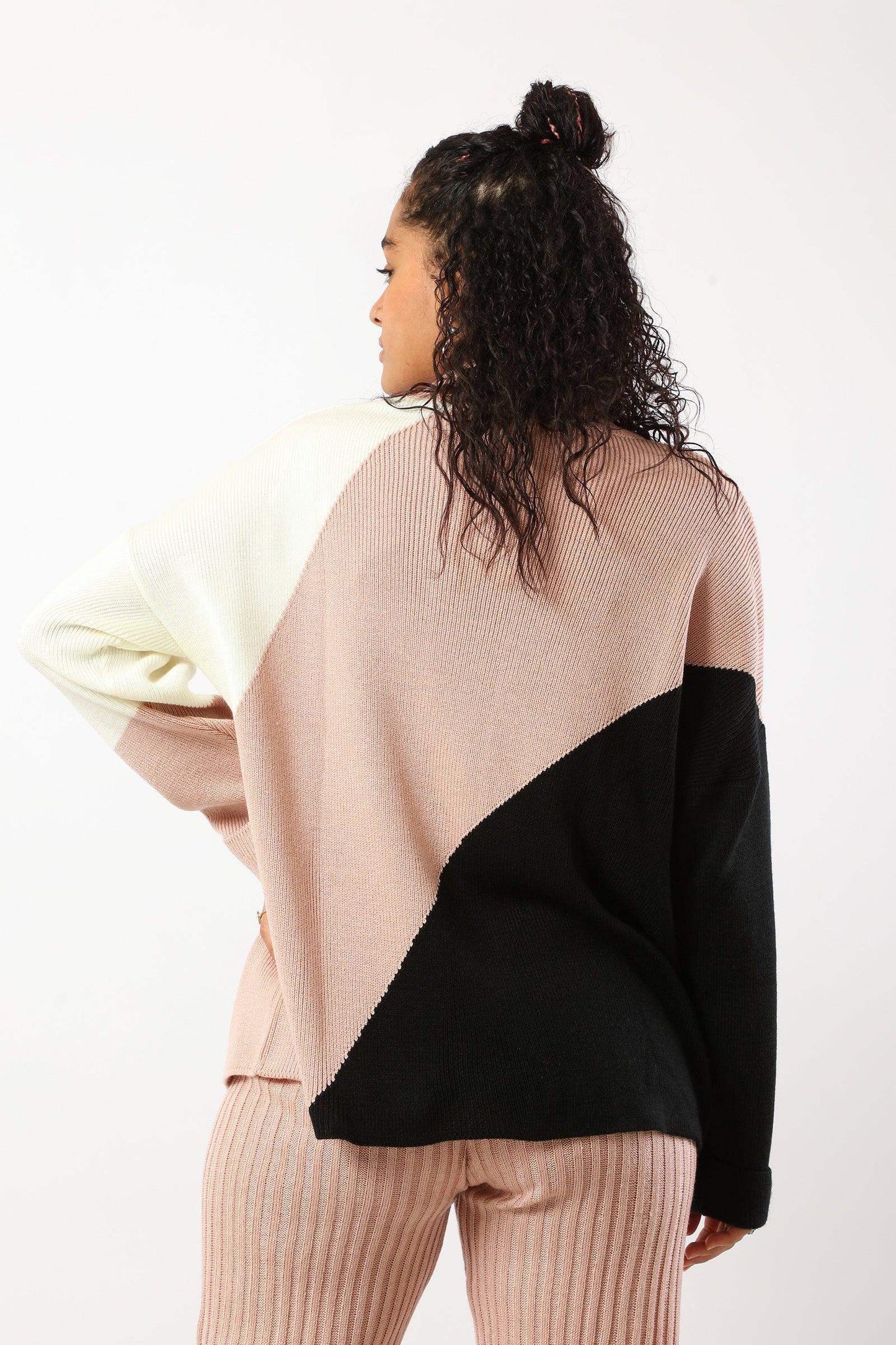 Ribbed High Neck Lounge Sweater