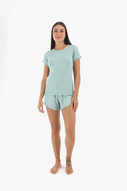 Ribbed Pyjama Set with Frills - Carina - ??Ã¢â‚¬â„¢????????ÃƒÂ±??Ã¯Â¿Â½ÃƒÂ¿??Ã†â€™?ÃƒÂ¿????