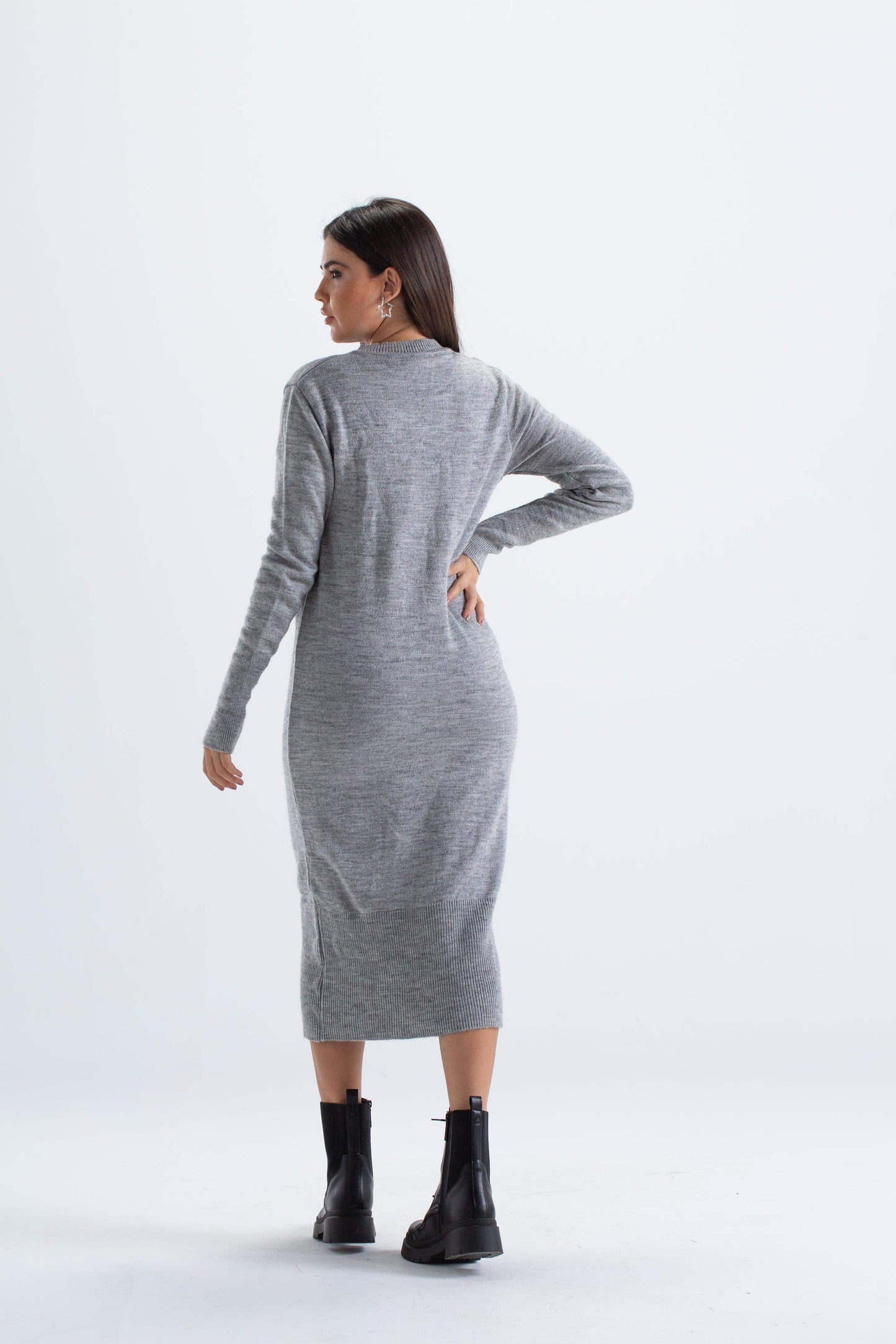 Carina Ribbed V-Neck Midi Dress