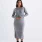 Carina Ribbed V-Neck Midi Dress