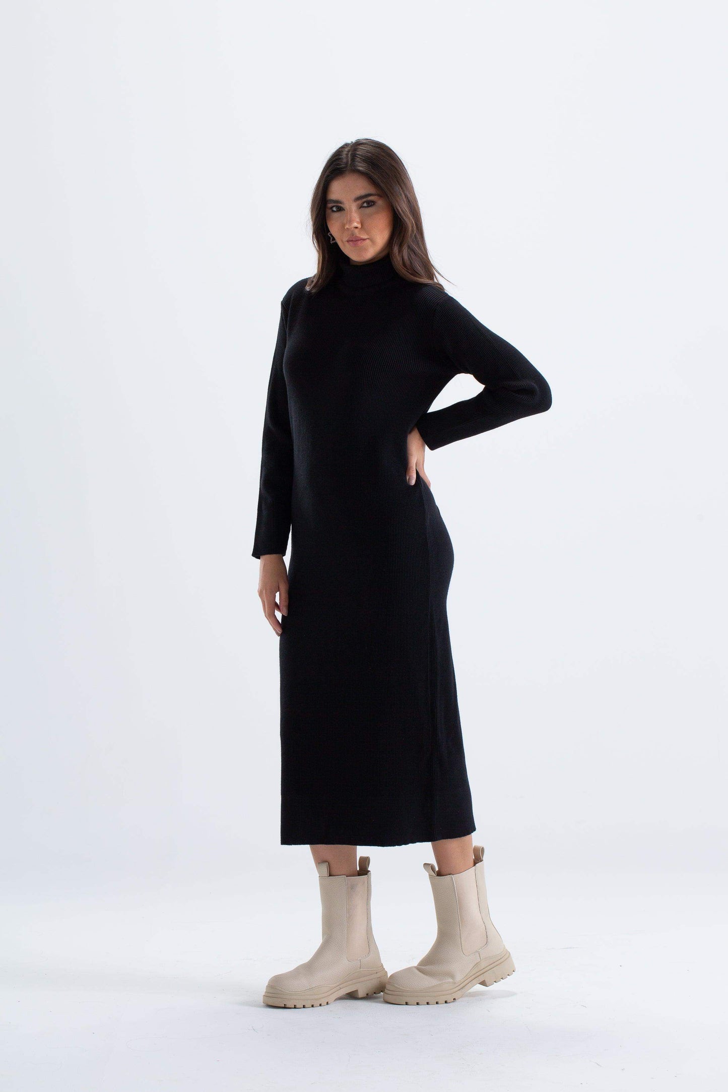 Carina Ribbed Wool Midi Dress