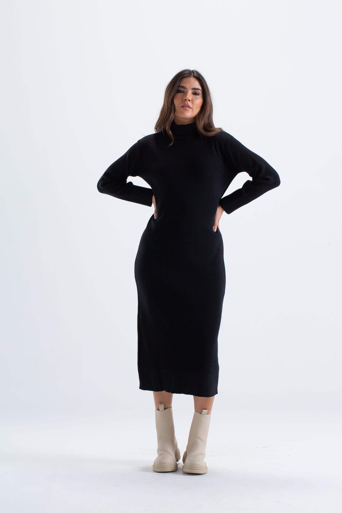 Carina Ribbed Wool Midi Dress