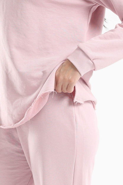 طقم بيجامة روز برقبة دائرية