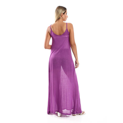 Side Pockets Straps Long Dress