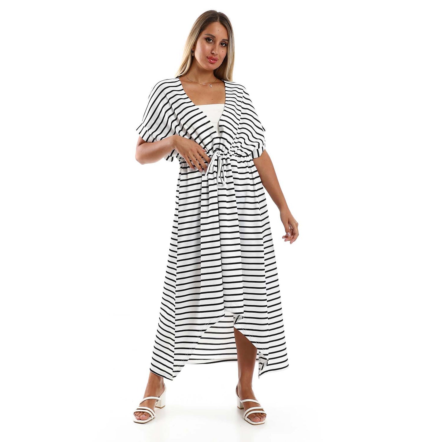 Plus Size Short Sleeve Striped Dress